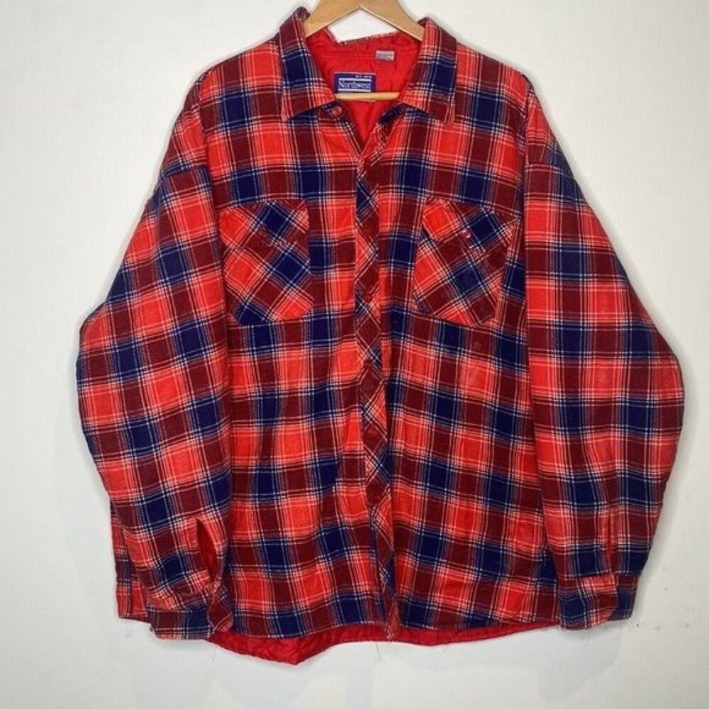 Northwest Winter Weight Quilted Liner Plaid Flannel Shacket: Size 3XL